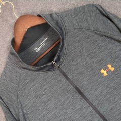 Under Armour Mens 4XL Gray Heather Orange Logo 1/4 Zip Loose Fit Pullover Shirt