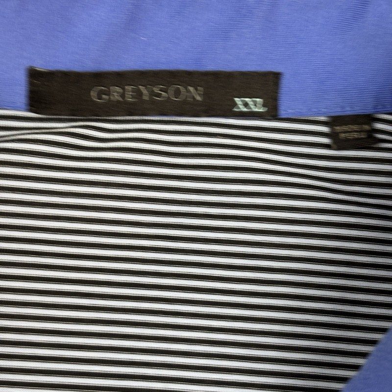 Greyson Polo Shirt Mens Size 2XL Performance Golf Wolf Logo Stripe Spread Collar gallery