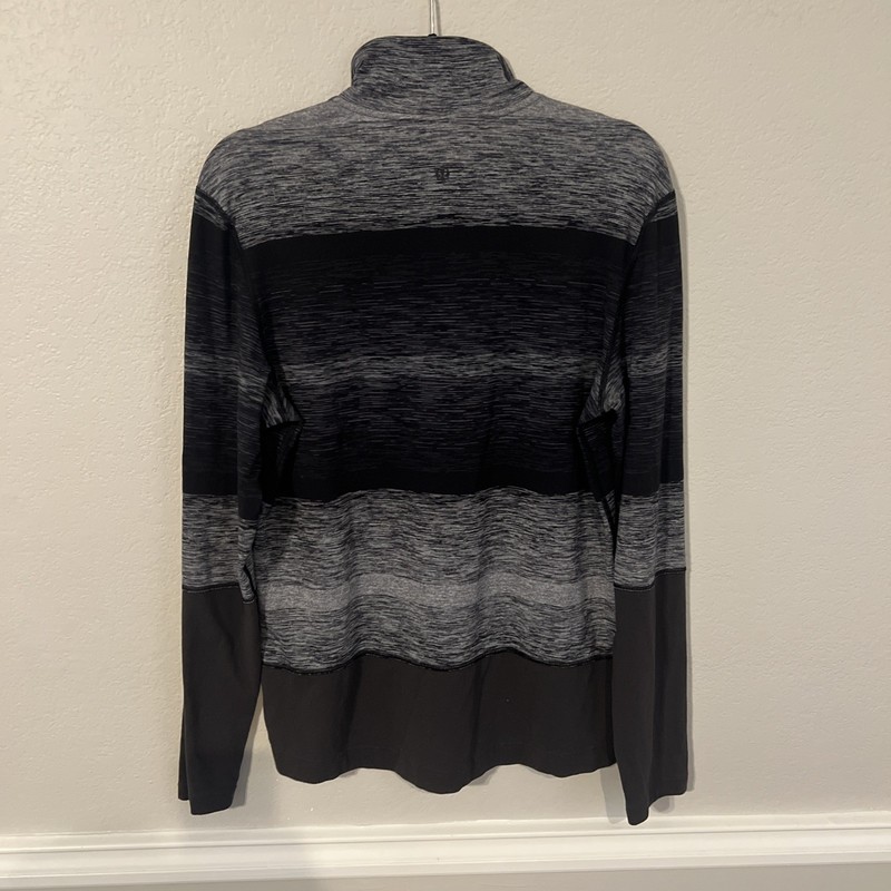 Lululemon Speed 1/2 Zip Universal Stripe Black Soot / Light White / Soot Size M gallery