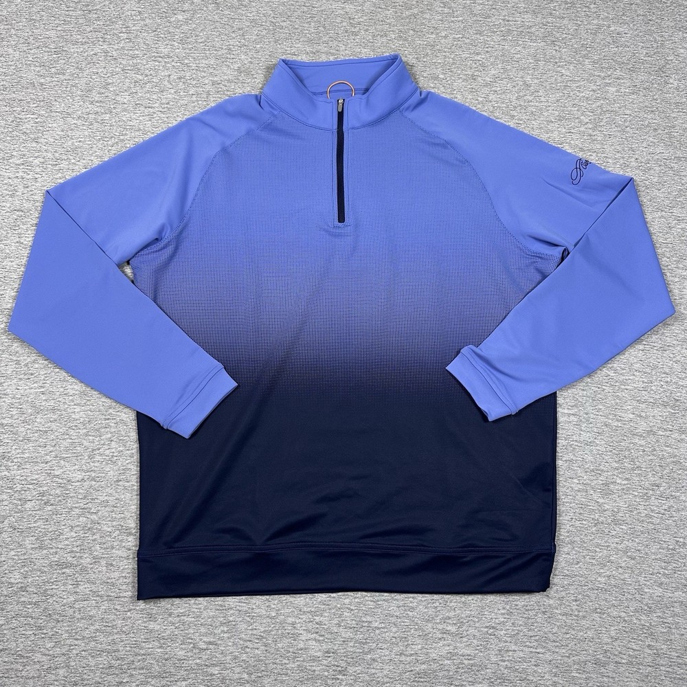 Peter Millar Pullover Mens Large Blue Dip Dye Perth 1/4 Zip Performance Golf