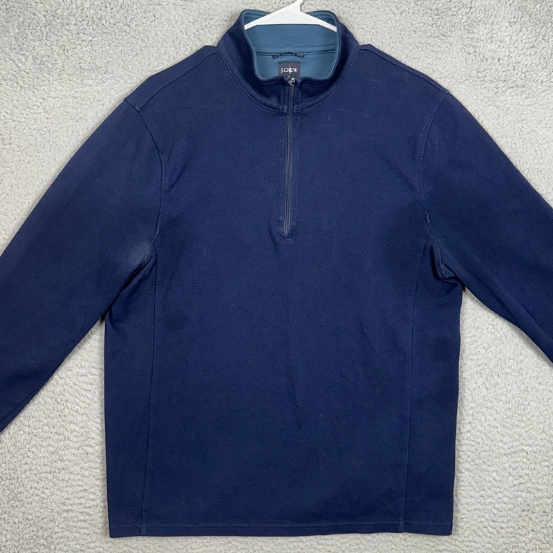 J Crew Oarsman Shirt Mens Large Navy Quarter Zip Pullover Athletic Long Sleeve gallery