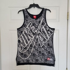 Nike Air Jersey Sleeveless Basketball Tank-Top Black/White Swoosh Men’s Medium