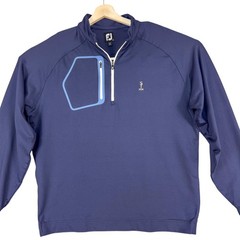 FootJoy Golf Pullover Mens Large Navy Blue Quarter Zip Stretch Chest Pocket