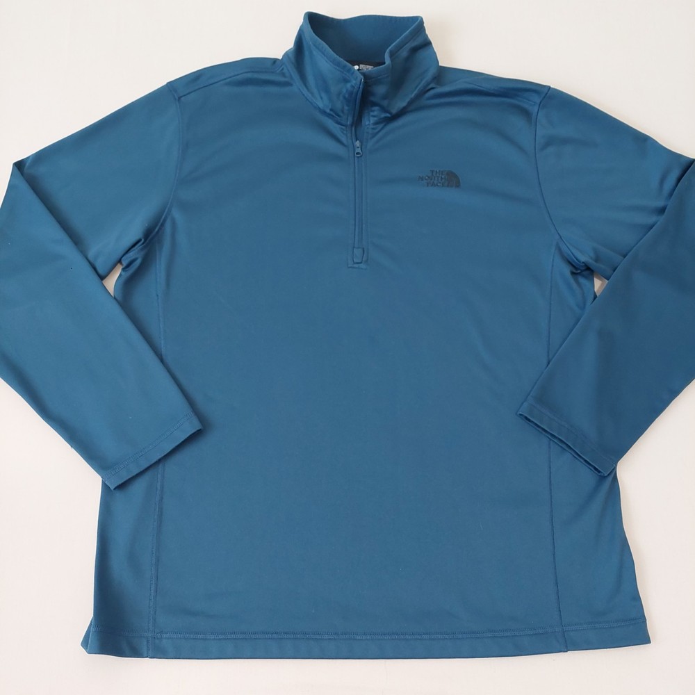The North Face Tech Glacier Pullover Mens XL Steel Blue 1/4 Zip Fleece Hiking