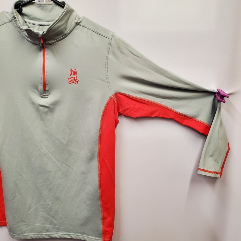 Psycho Bunny 1/4 Zip Pullover Long Sleeve Gray/Red 40X26 gallery