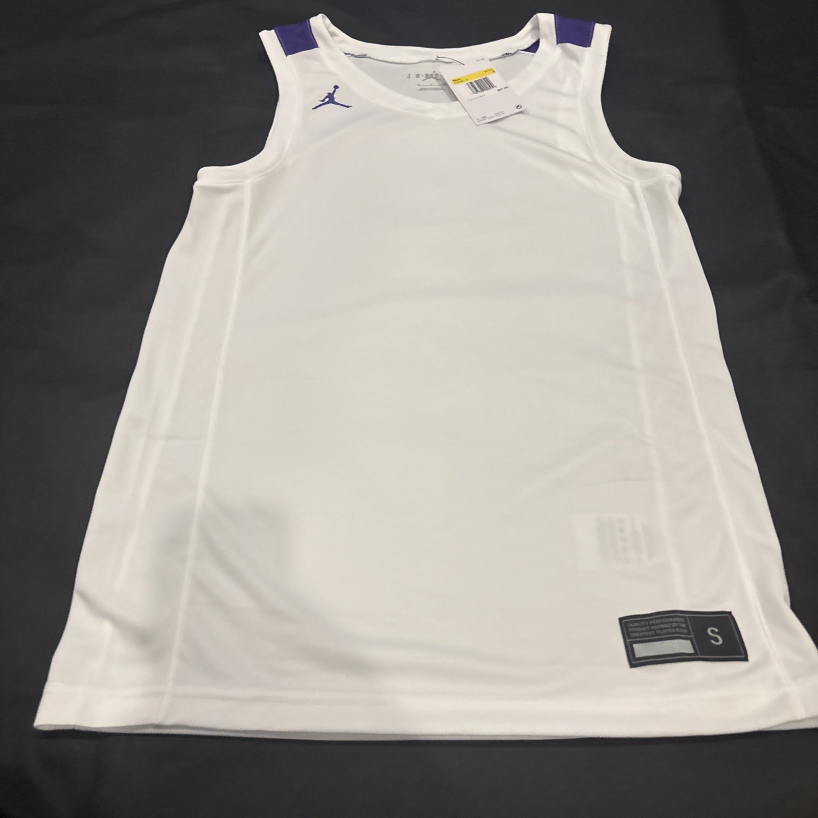 Jordan Small Stock Overtime Basketball Jersey White Purple FQ5296-110 NWT $47 gallery