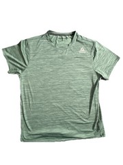 Reebok Men’s Large Lightweight Workout Shirt Heather Olive Gray Short Sleeve Tee