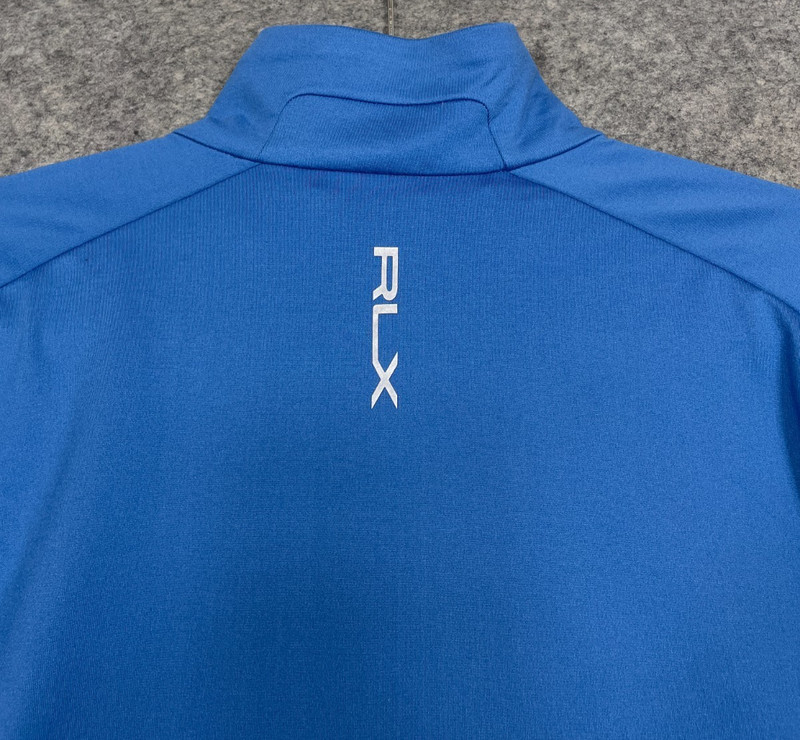 RLX Ralph Lauren Luxury Jersey Pullover Mens L Blue Golf Zip Classic Fit Shirt gallery