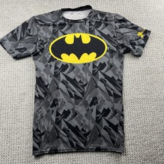 Under Armour Batman Compression Shirt Mens Large Gray Camo DC Comics Athletic