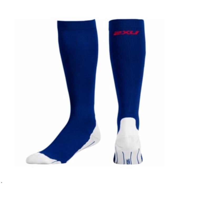 ***2XU Men's Performance Run Compression Socks (MA2442e) Navy/Red (Size: XS)*** gallery