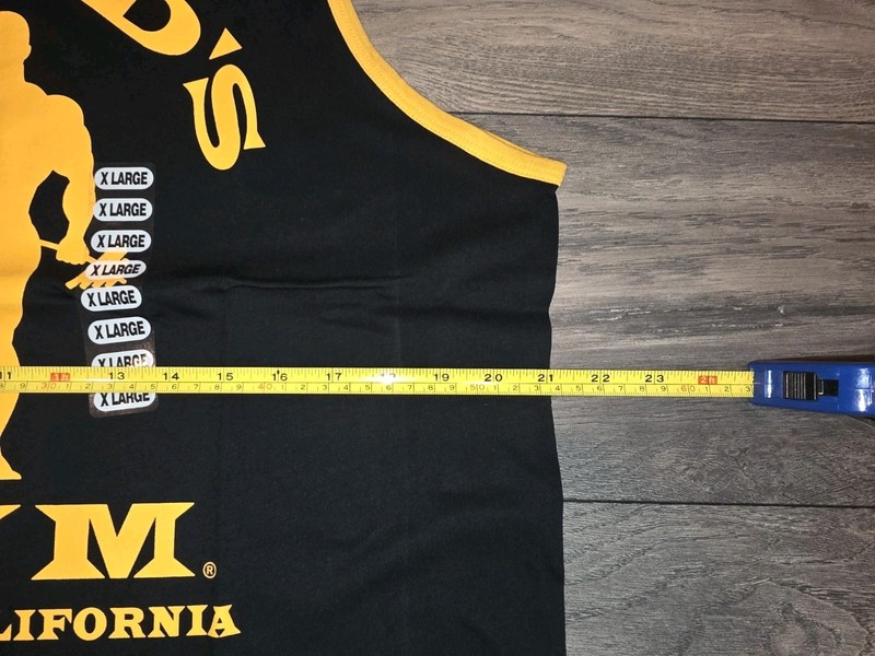 Gold's Gym Venice California Black&Yellow Tank Top Men Size XL BNWT Made in USA gallery