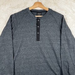 Oakley Men’s Henley Shirt Long Sleeve Activewear Heathered Grey Size Medium
