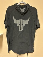 Under Armour Project Rock Shirt Mens Large Black Charged Hoodie Workout Gym
