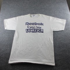 VINTAGE Reebok Shirt Mens XL White Front Row Lunatics Basketball Graphic 90s
