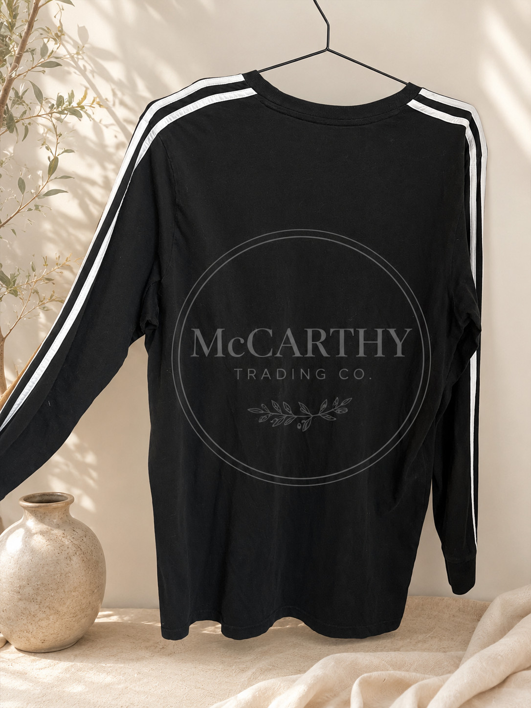 Adidas Men’s XL Black Long Sleeve Shirt | 3-Stripe Crew Neck Athletic Tee gallery