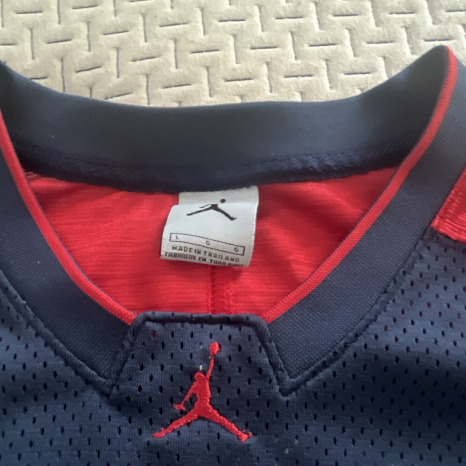 Jordan #23 Long Sleeve Basketball Jersey Navy Red White Size L gallery