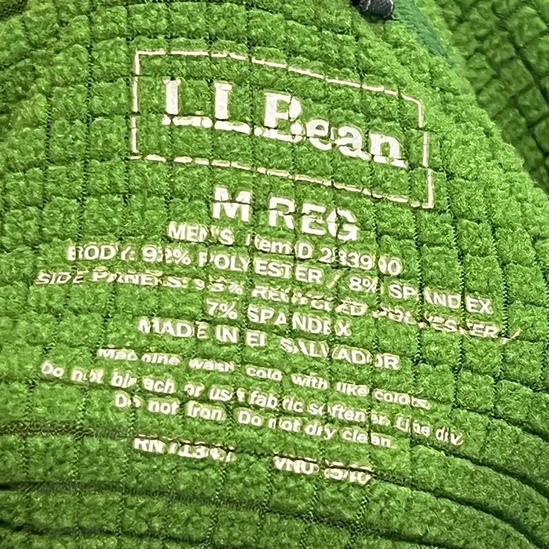 LL Bean Men M Green Micro Grid Fleece Hoodie Quarter 1/4 Zip Hike Trek Sweater- gallery