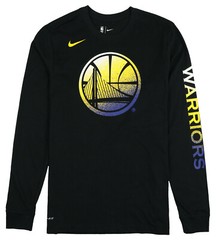 NIKE Golden State Warriors Logo Long Sleeve Shirt sz Medium Black Basketball NBA