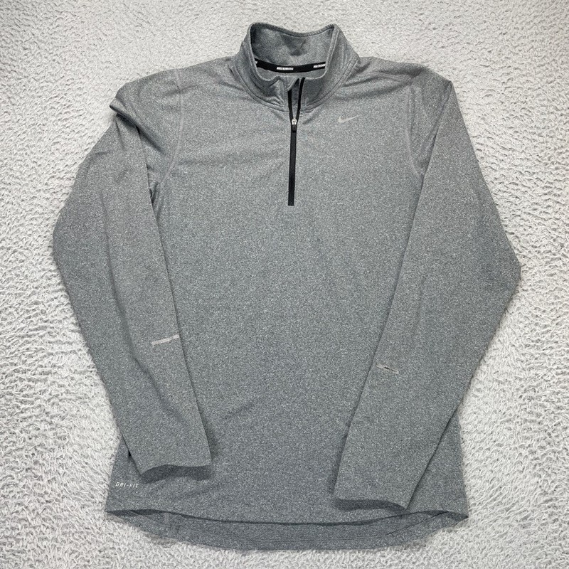Nike Dri-FIT Element 1/4 Zip Pullover Mens Small Gray Running Shirt gallery