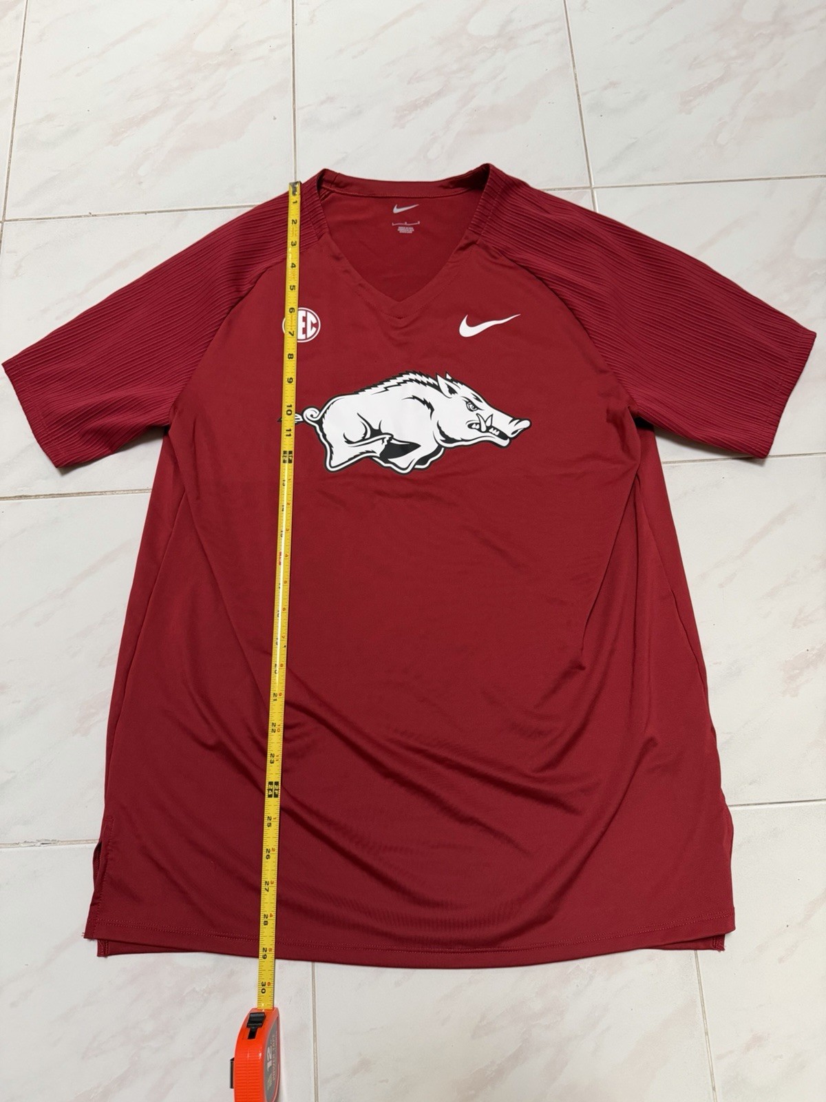 Men L Nike Pro Elite Arkansas Razorbacks Track Team Issued Shirt Made In USA gallery
