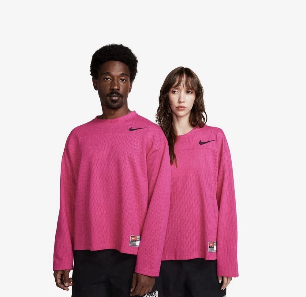 Nike x Stussy Mesh Long Sleeve T-Shirt Pink XXL Breathable Limited Edition