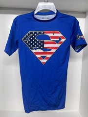 Under Armour Superman USA American Flag Compression Shirt, SMALL – DC Alter Ego!