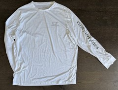 Vineyard Vines Shirt Mens Performance Long Sleeve Whale Logo Tshirt White SZ L