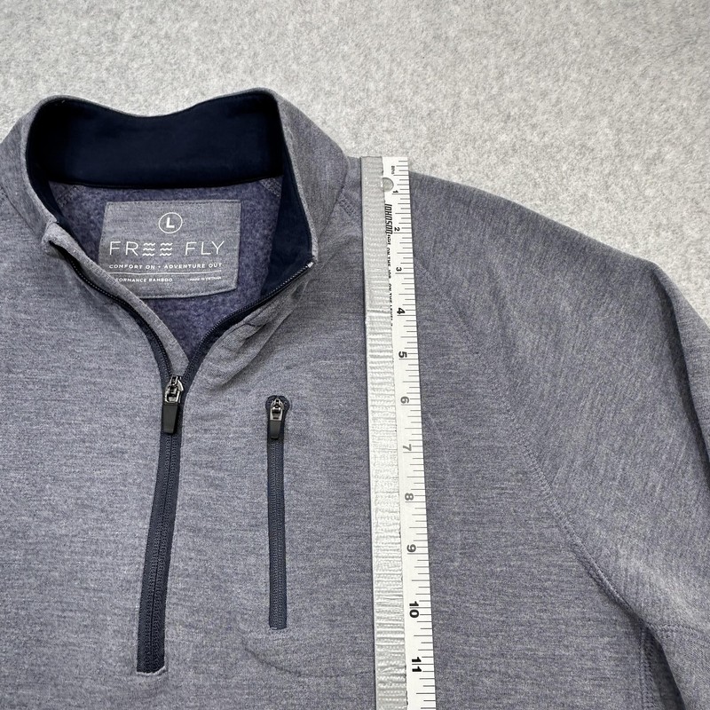 Free Fly Bamboo Flex 1/4 Zip Pullover Mens Large Gray Blue Performance Stretch gallery