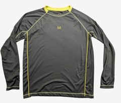 Realtree Mens Gray & Yellow Long Sleeve Performance Shirt L