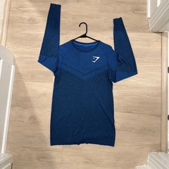 Gymshark Preformance Seamless Long Sleeve Worn By David Laid Blue Size Large