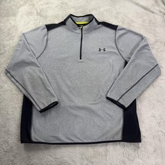 Under Armour Pullover Mens 2XL Gray ColdGear Fleece 1/4 Zip Thermal Top