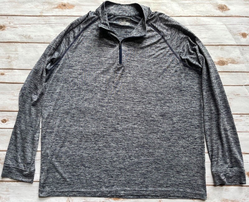 UNDER ARMOUR 1/4 ZIP PULLOVER HEATGEAR LOOSE TOP MARLED BLUE MENS SIZE 2XL EUC gallery