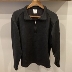 Nike Men’s Dark Charcoal Grey Zip Mock Neck Pullover Long Sleeve Knit Size M