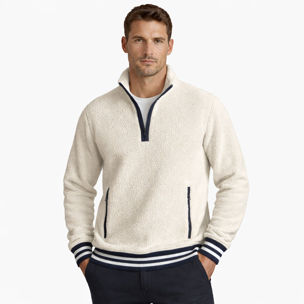 Champion x Todd Snyder Polartec Fleece Half Zip Pullover Men’s M White & Blue gallery