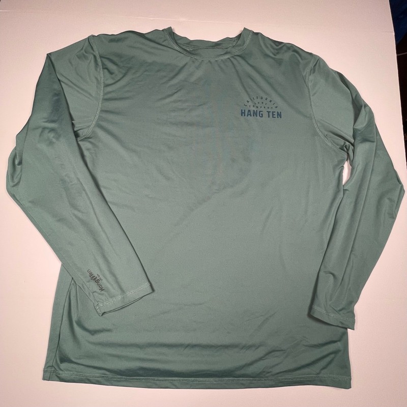 Hang Ten Mens UPF 50+ Long Sleeve Sun Shirt Teal Green California Surf Large gallery