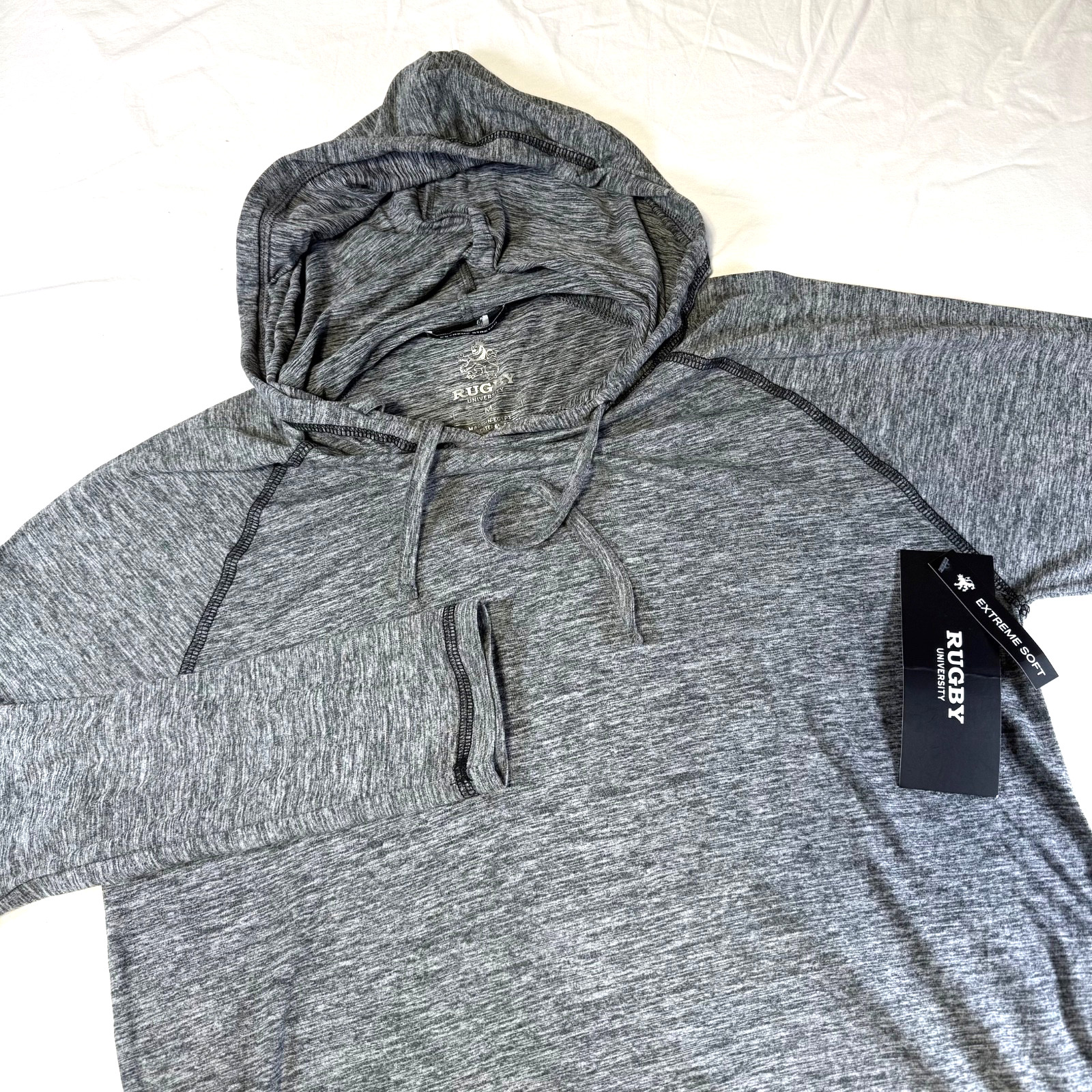 NWT Rugby University Stretch Heather Gray Long Sleeve Hoodie Men’s Med Msrp $38 gallery