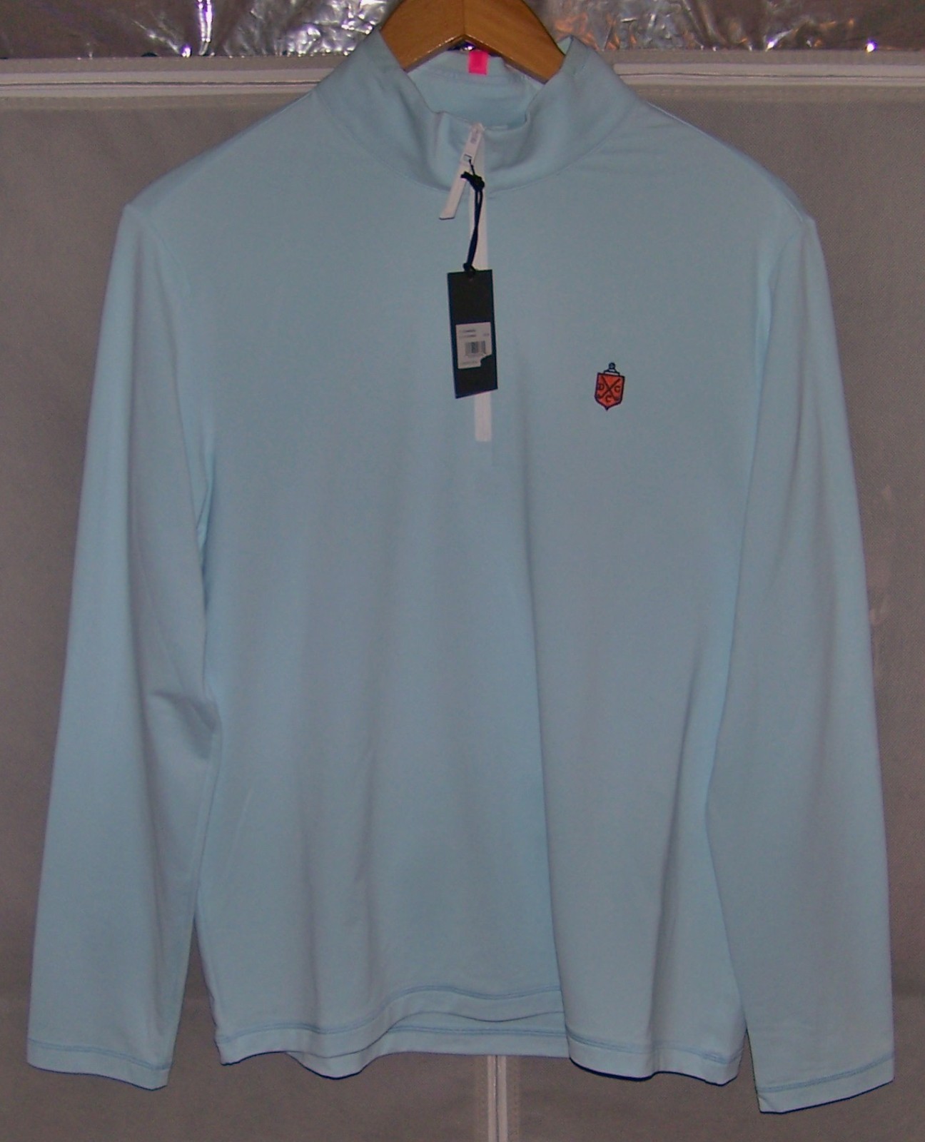NEW $160 G/FORE Polyester Zip Pullover Sweater Shirt DEEPDALE GOLF CLUB Blue L gallery