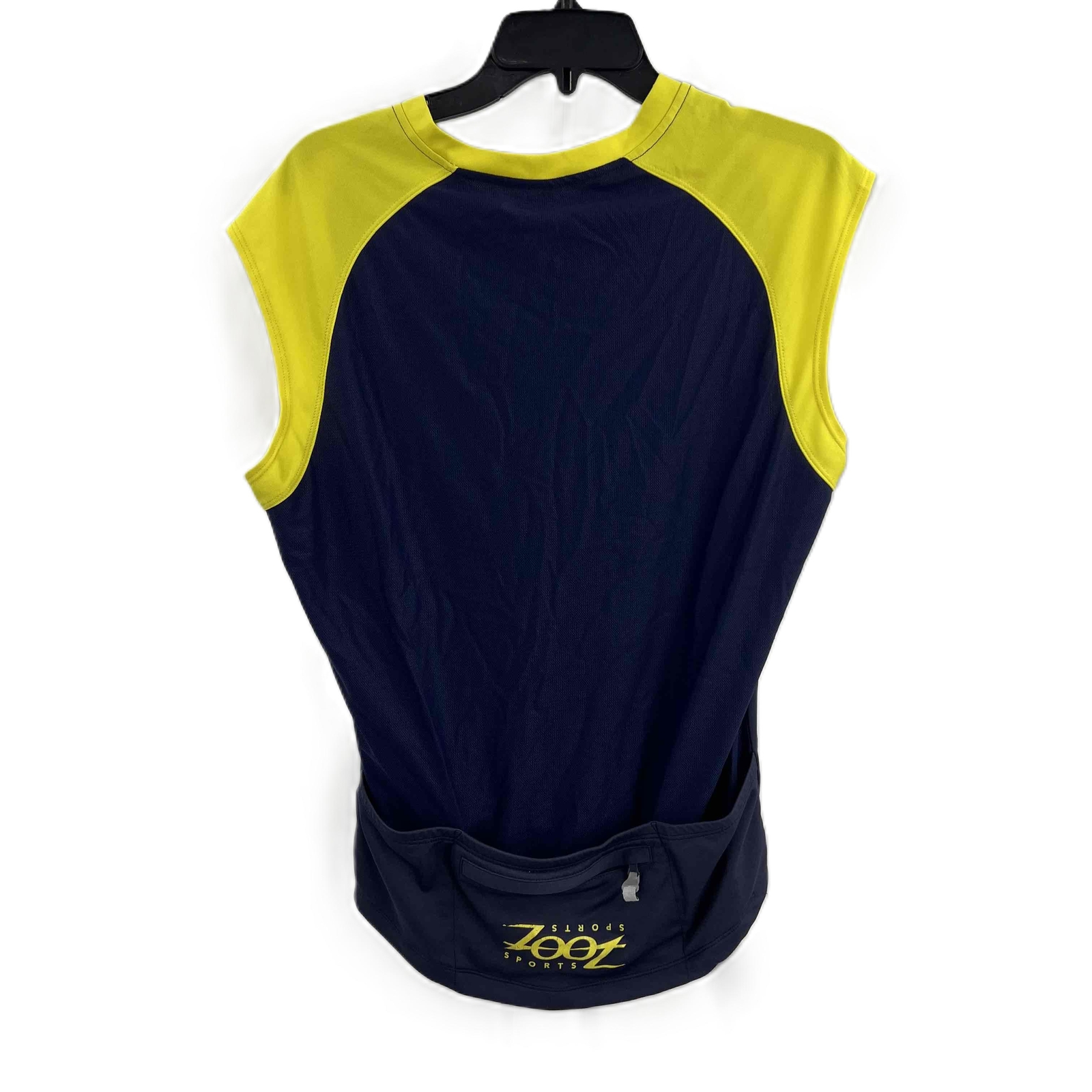 ZOOT Mens Navy Yellow Half Zip Sleeveless Athletic Triathlon Cycling Shirt Med gallery