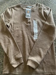 Henley Thermal Long Sleeve Small Brown