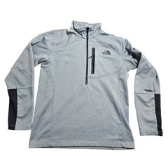 The North Face Quarter Zip Pullover Mens Medium Grey 1/4 Zip Activewear T164 *