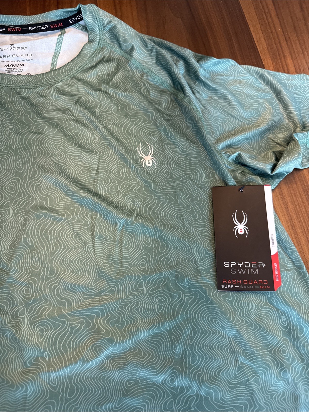Spyder Shirt Mens SZ M Green Swim Rash Guard Shirt UPF 30 Surf Hiking gallery