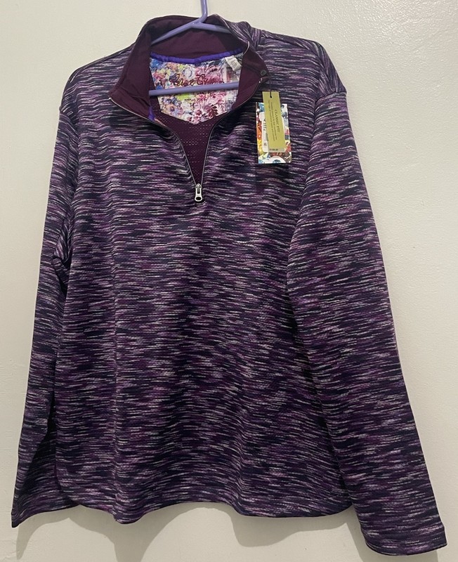 New Robert Graham Quarter Zip Pullover WATERFORD Berry X-LARGE Purple NWT gallery