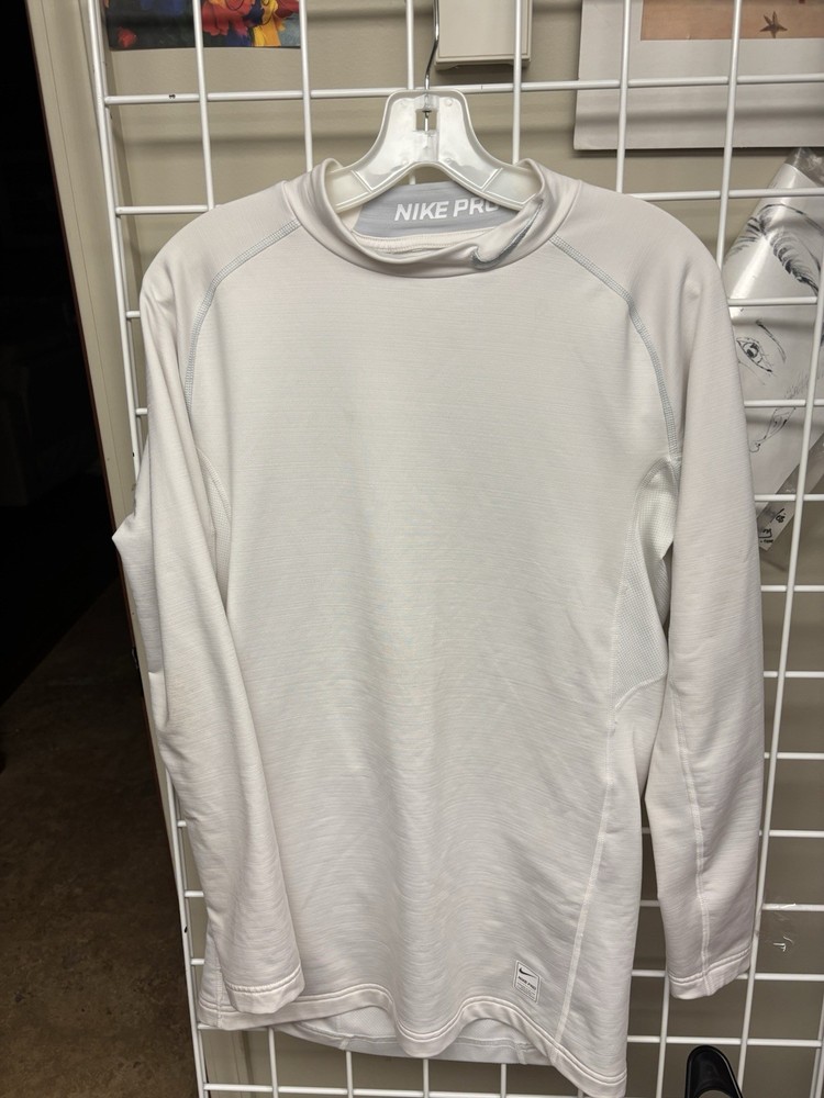Nike Pro Dri-Fit Compression Long Sleeve Activewear Mock Neck Size XL. White.