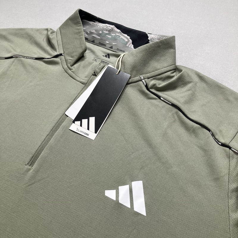 JI8401 Adidas Mens Train Essentials Camouflage 1/4 Zip Sweatshirt Sage Green 2XL gallery