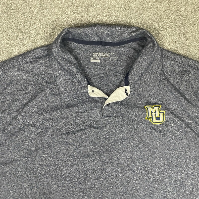 Nike Polo Shirt Mens XXL Gray Dri Fit Golf Tour Performance Marquette University gallery