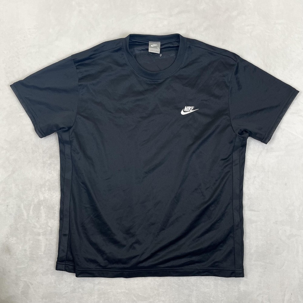 Vintage Nike Mesh Athletic T-Shirt Mens Large Black Warm Up Gym Running Gray Tag