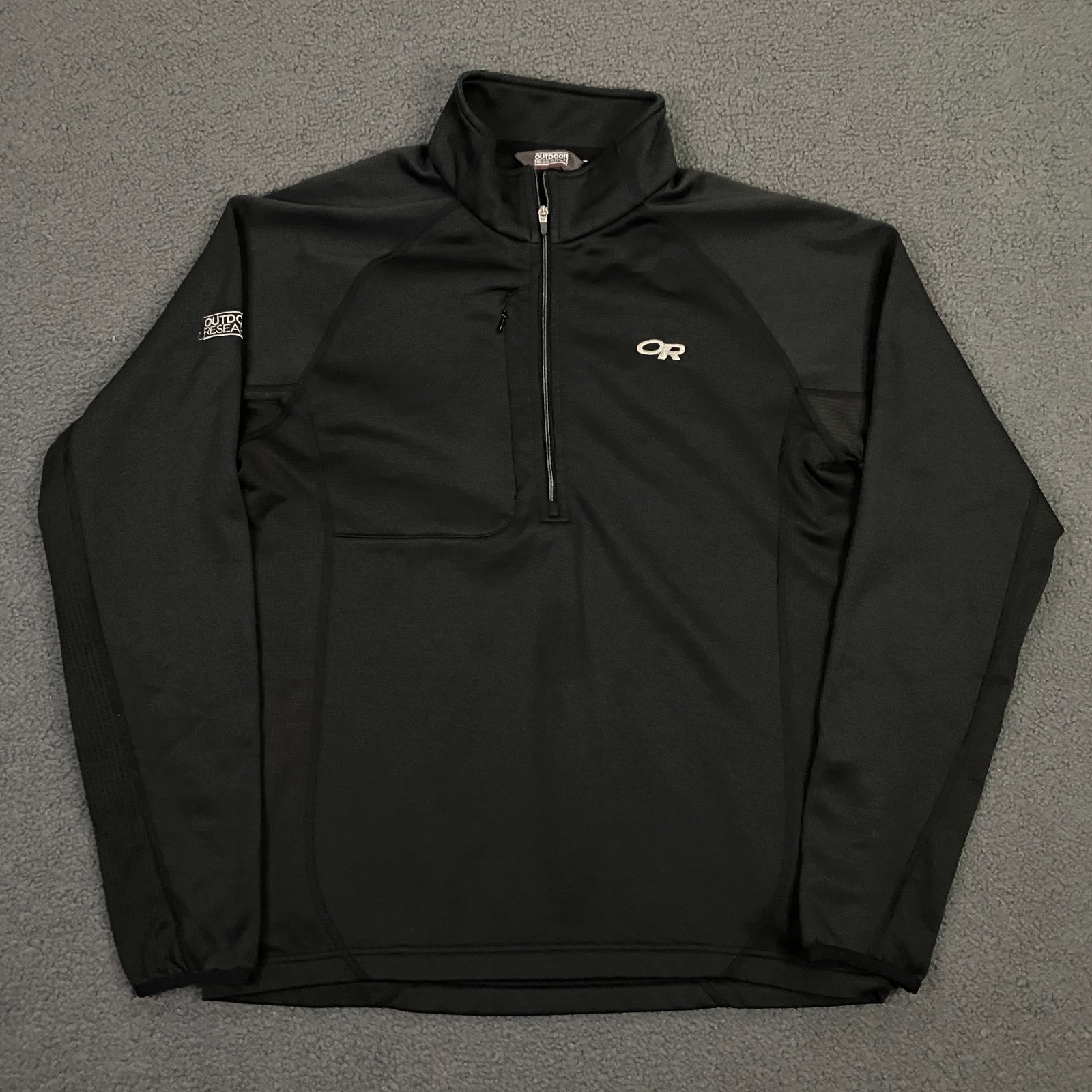 Outdoor Research Radiant Hybrid Pullover Men Medium Black Fleece 1/4 Zip Hike OR gallery