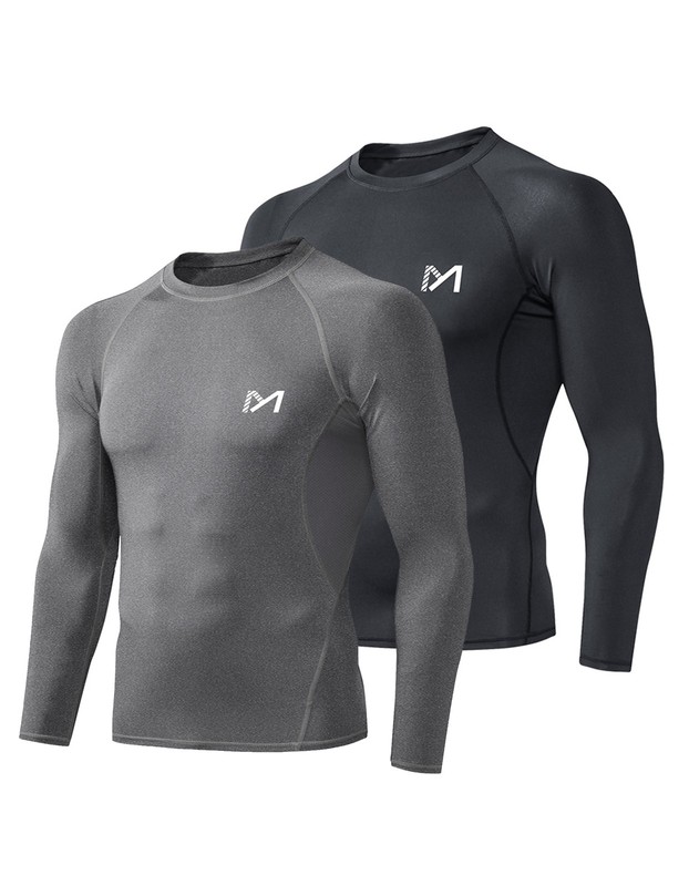 2X Men Compression Long Sleeve Muscle Shirts Workout Gym Sports Running Dry Cool gallery