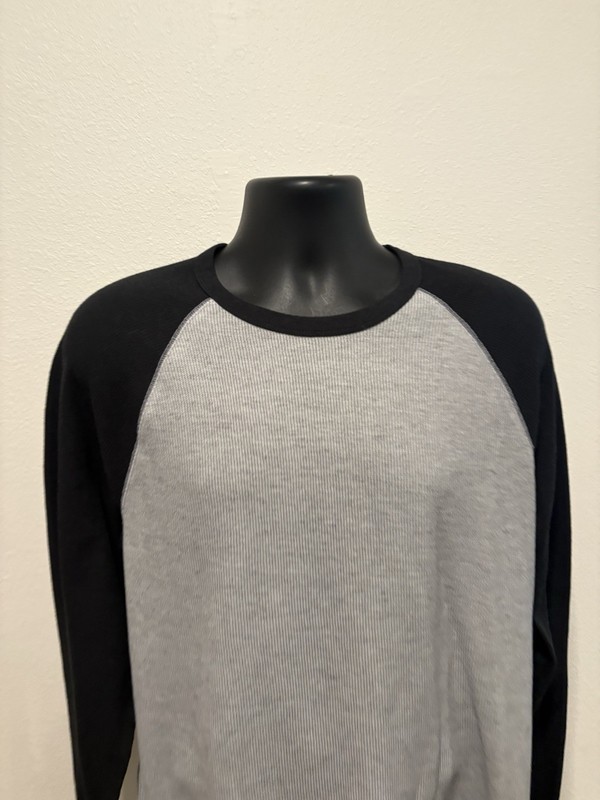 Sonoma Pull Over Two Tone Waffle Weave Mens XL Long Sleeve Black Gray Crewneck gallery
