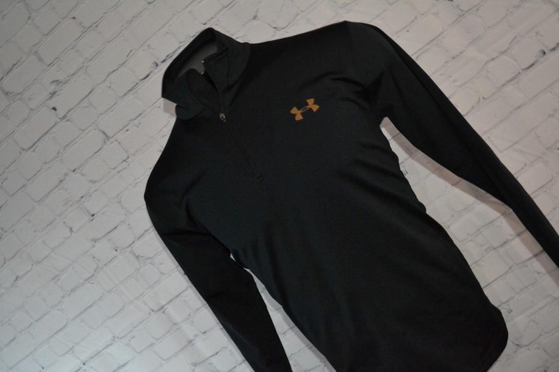 46762-a Under Armour Athletic Pullover Shirt Hunting Golf Black Size Medium Mens gallery